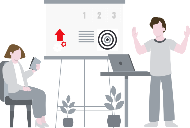 Man and woman discussing points to build software