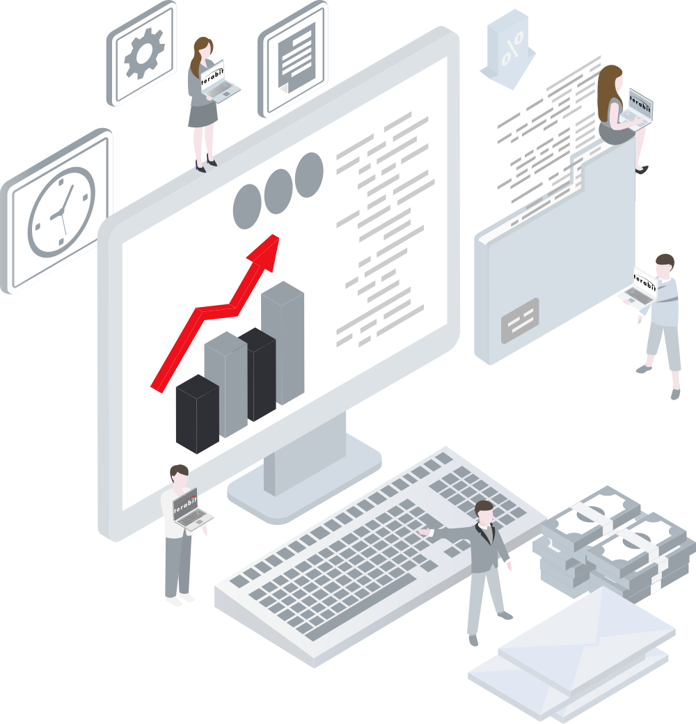 Men working with computers