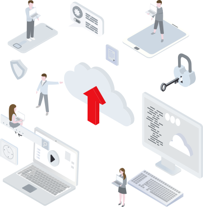 group of people working with cloud architecture
